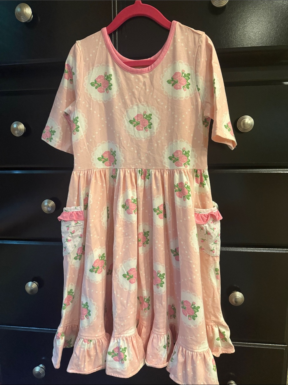 Eleanor Rose Pink Floral Ruffle Pocket Casual Dress